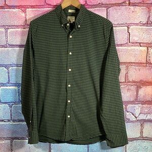 J.Crew Men’s Medium Slim Secret Wash Stretch Shirt Green Blue Check Button Down
